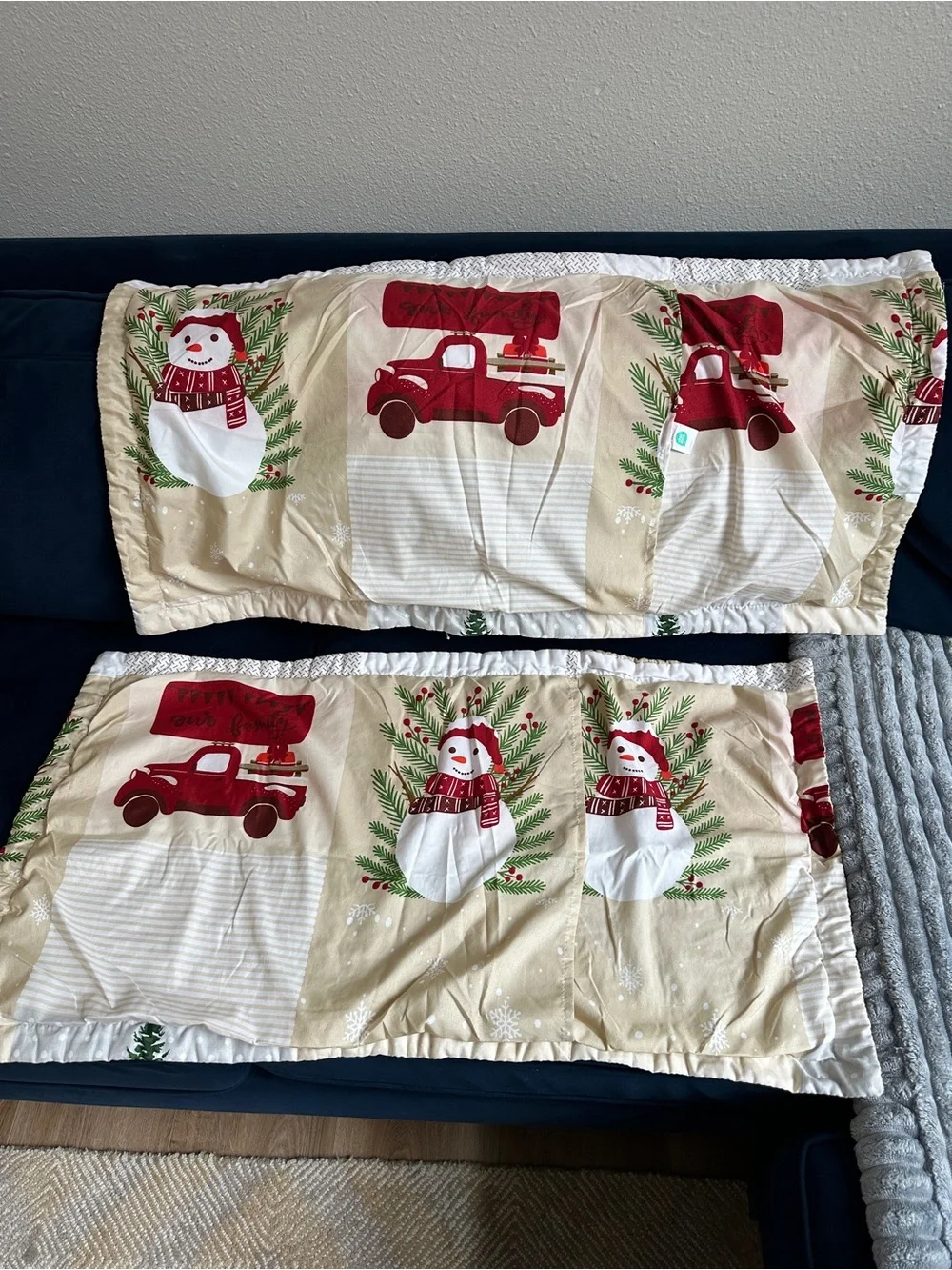 Holiday snowman deer winter wonderland quilted king shams